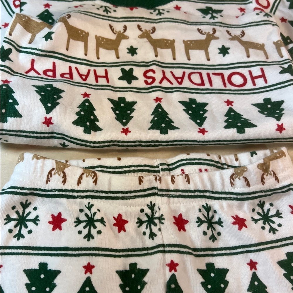 Carter's Green and Red Holiday Pajama Set 100 % Cotton Sz 18M - Picture 3 of 8